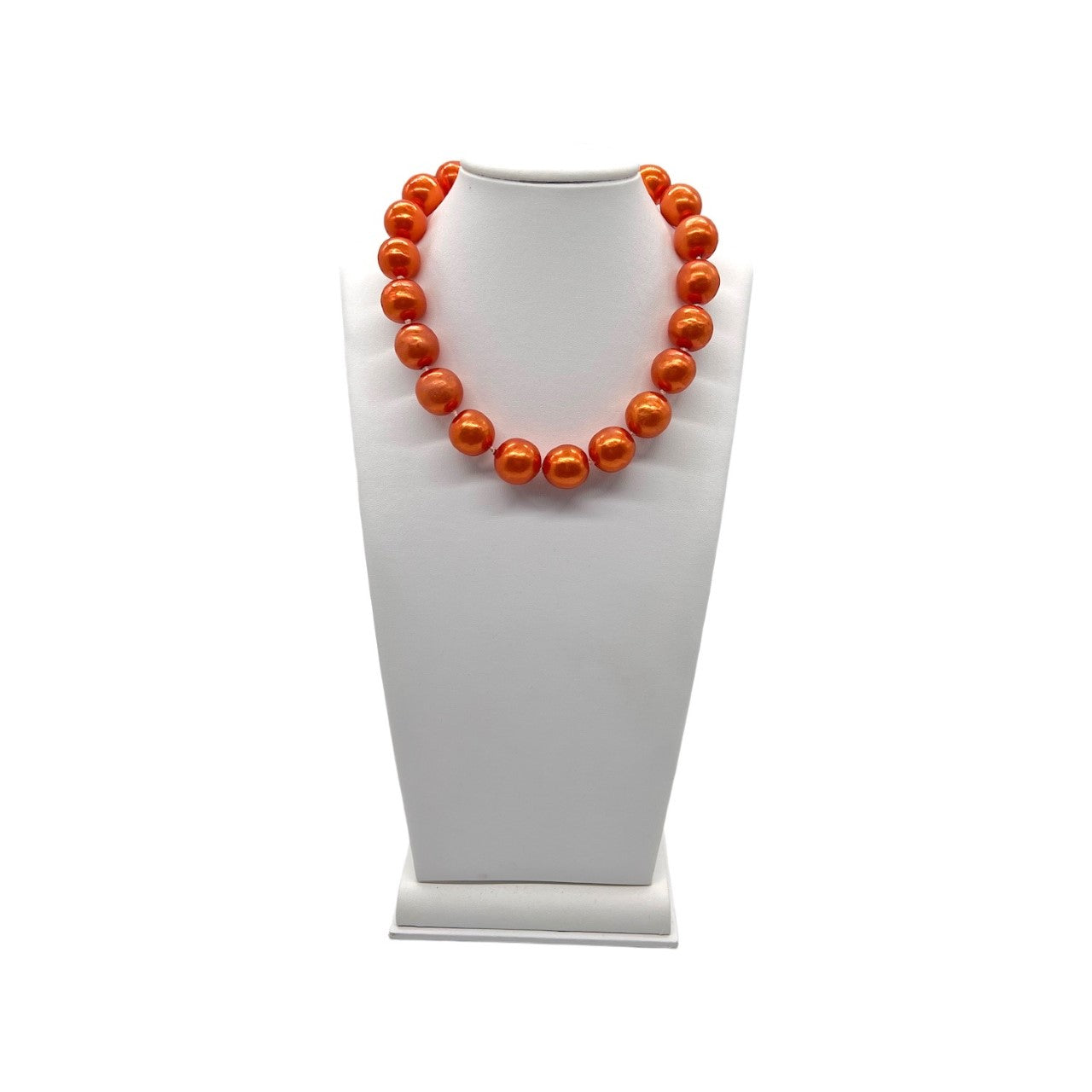 Chanel Red Orange Synthetic Pearl Necklace