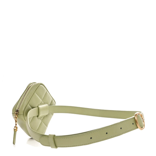 Amelia Lambskin Quilted Coin Purse Belt Bag Green
