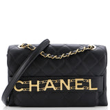CHANEL Logo Enchained Flap Bag Quilted Calfskin Medium