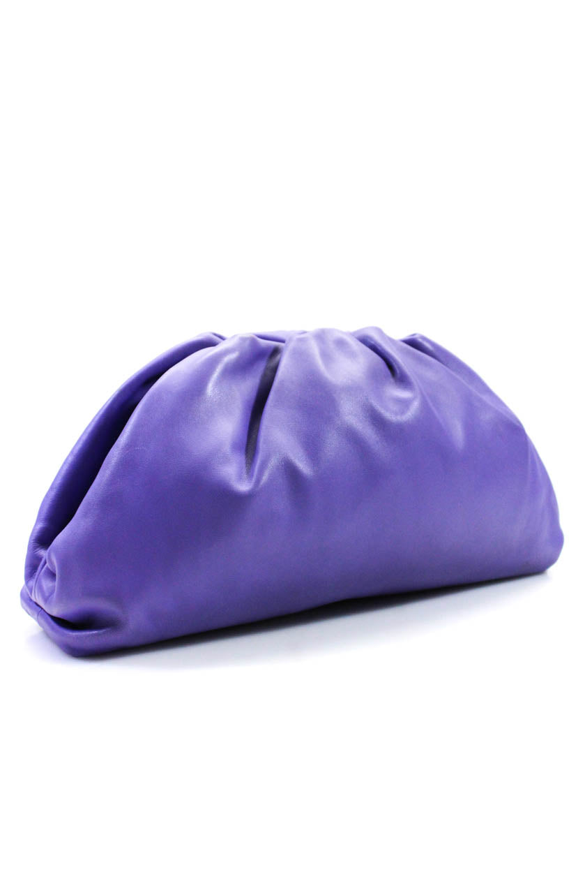 Bottega Veneta Womens The Pouch Hinged Clutch Leather Handbag Purple