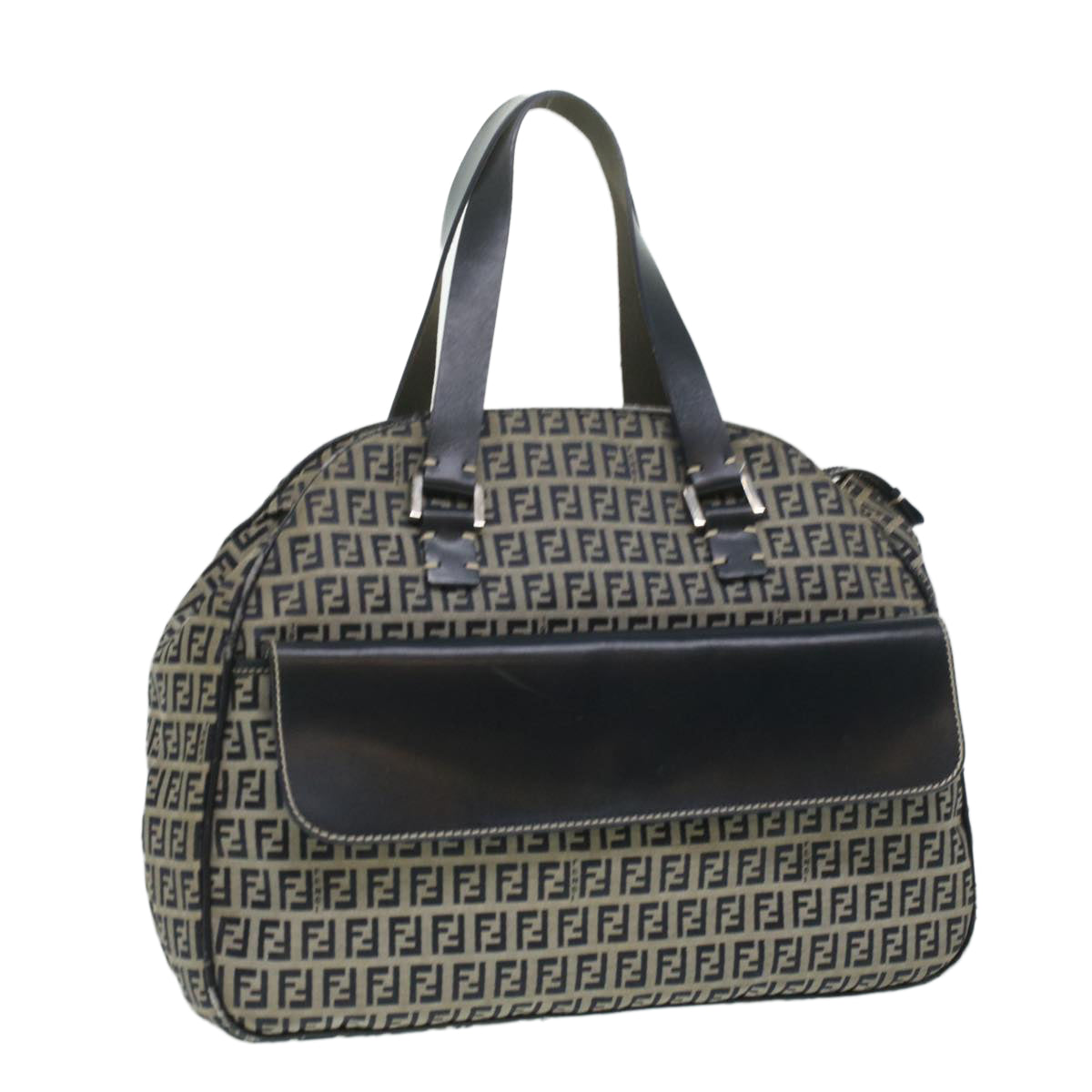 FENDI Zucchino Canvas Hand Bag Navy 71-16533-0-012 Auth ac1835