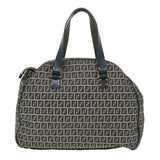 FENDI Zucchino Canvas Hand Bag Navy 71-16533-0-012 Auth ac1835