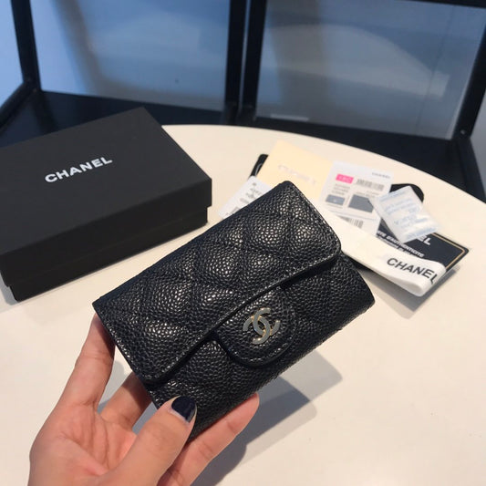 CHL -  Classic Card Holder Gold Toned Hardware Black For Women Wallet 4.5in/11.5cm