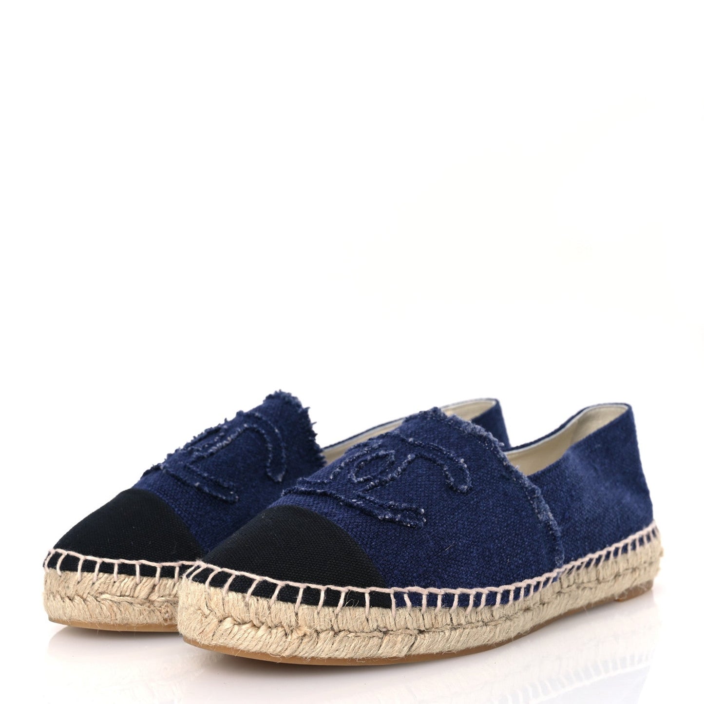 Amelia Denim Toile CC Espadrilles 40 Navy Black