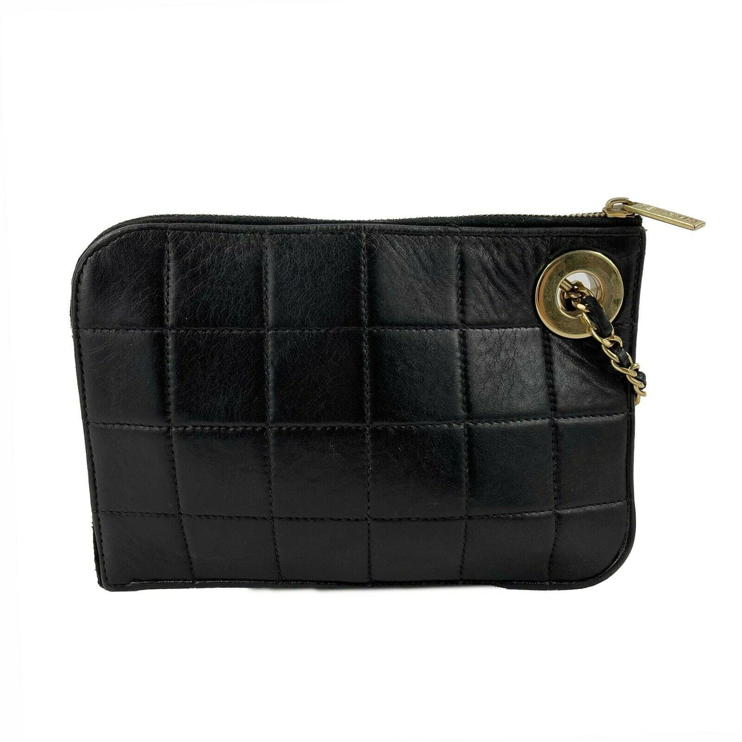 CHANEL -   Mini Handcuff Wristlet Clutch - Black / Beige / Gold Ring