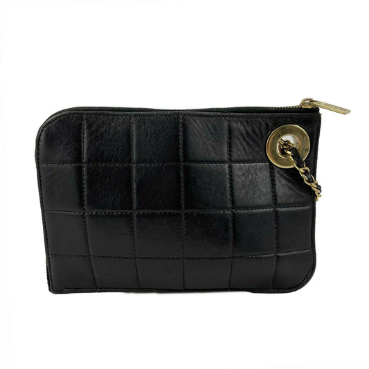 CHANEL -   Mini Handcuff Wristlet Clutch - Black / Beige / Gold Ring