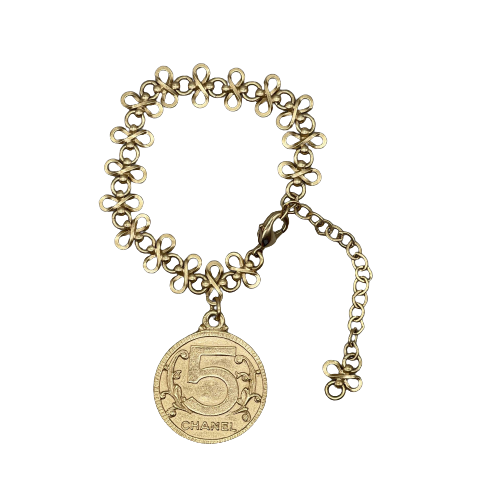 CHANEL -   03P Side Portrait '5' Medallion Chain Gold '' Bracelet
