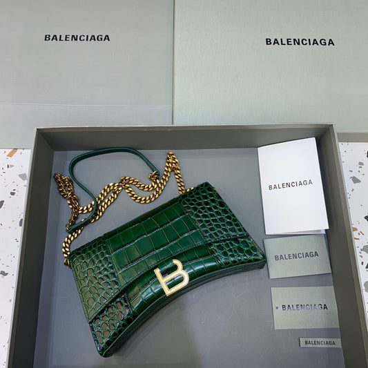 BLN-Ciaga Hourglass Wallet On Chain in Dark Green, For Women,  Bags 9in/23cm