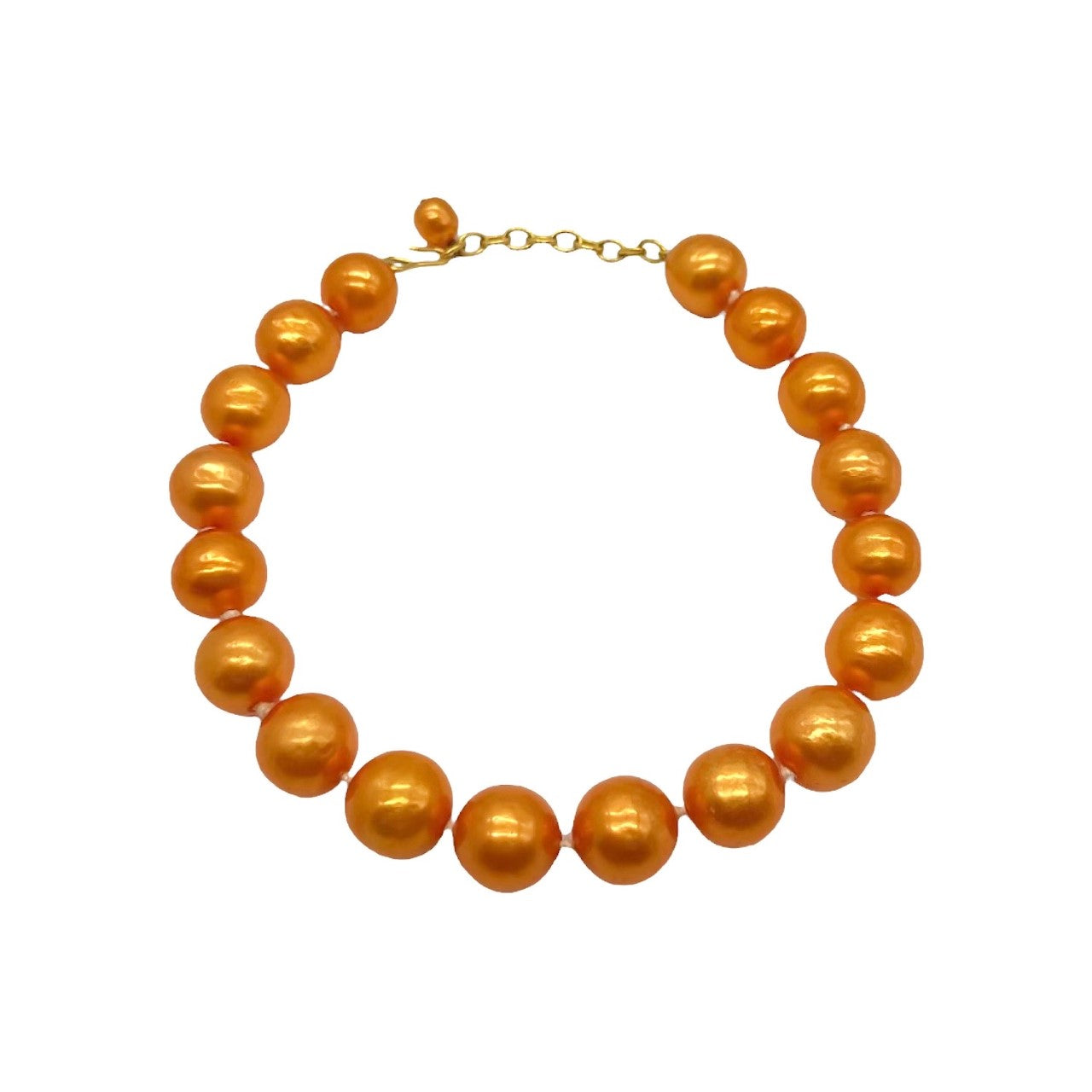 Chanel  Orange Synthetic Pearl Necklace