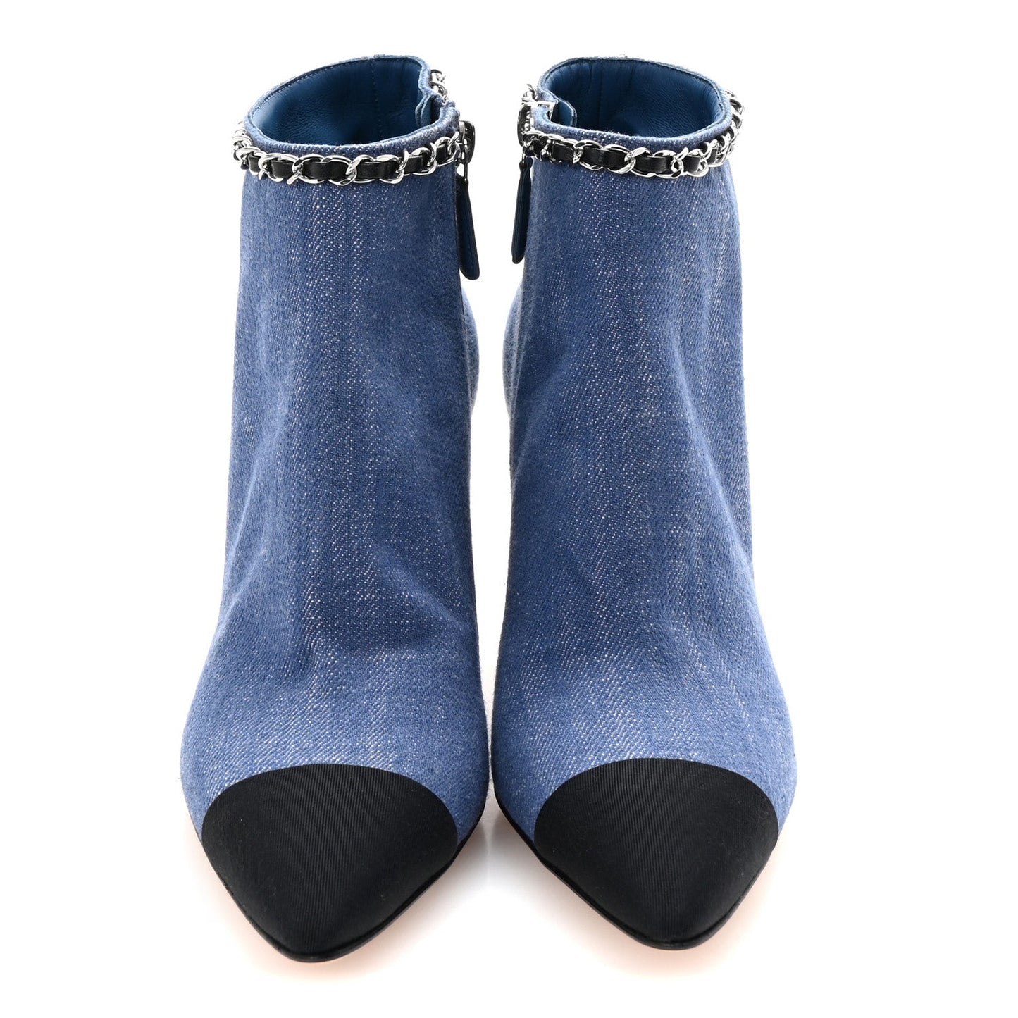 Amelia Denim Grosgrain Cap Toe Short Boots 37 Blue