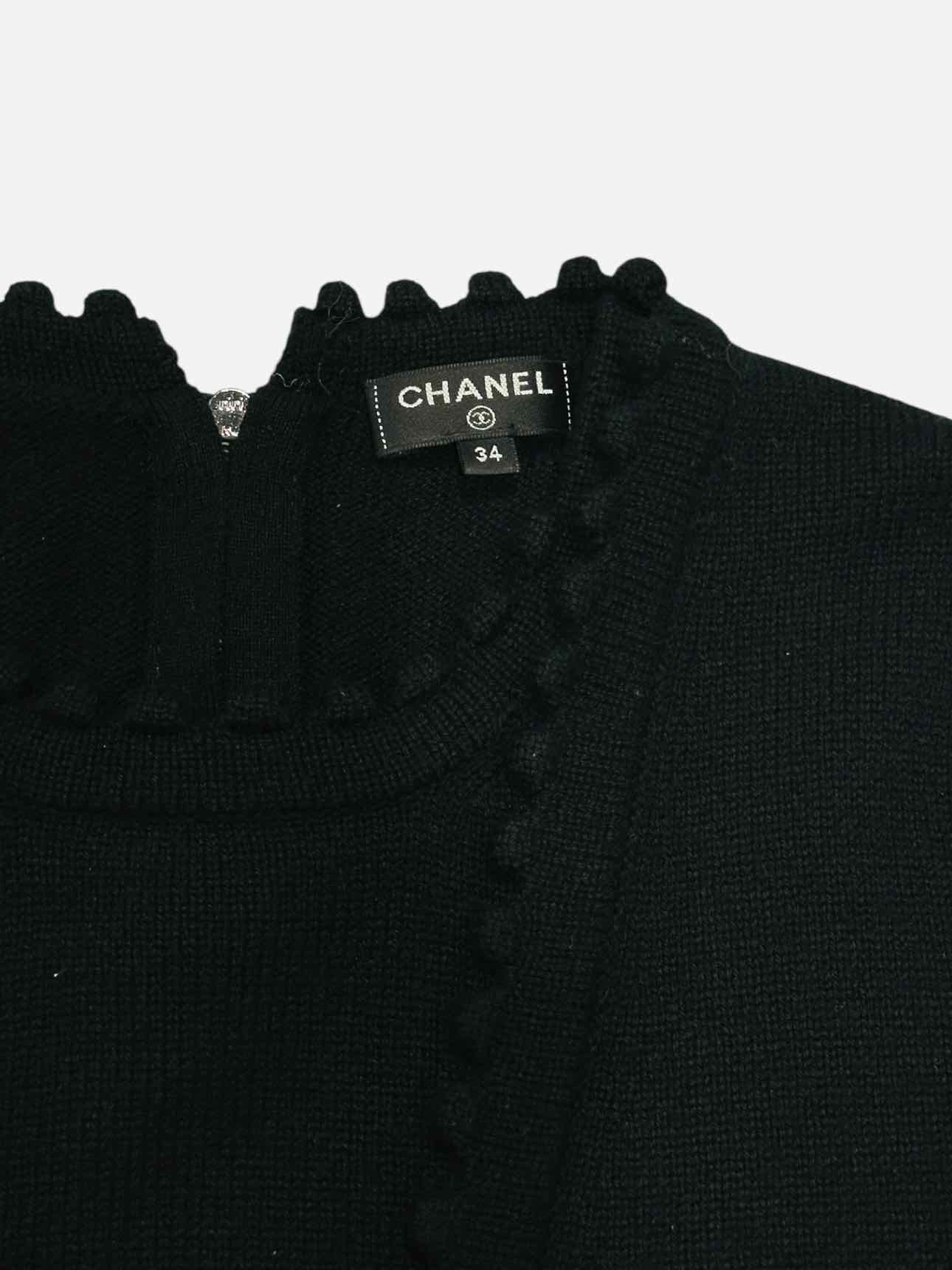 CHANEL Scalloped Black Size US 2 Sweater