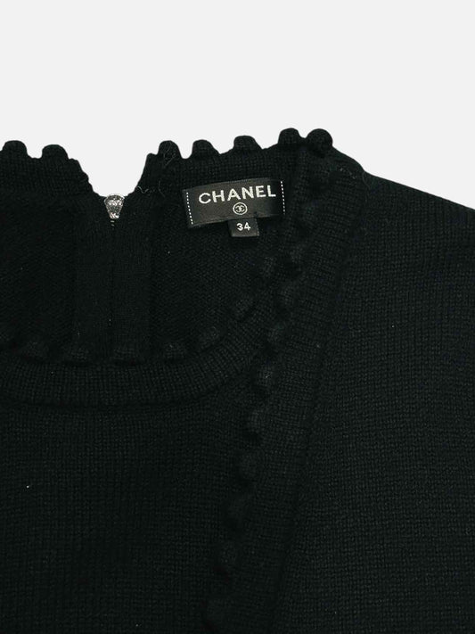CHANEL Scalloped Black Size US 2 Sweater