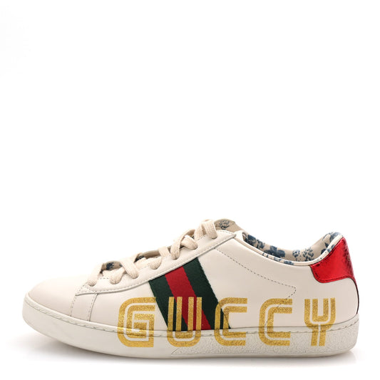 Amelia X SEGA Calfskin Ayers Web Guccy Womens Ace Sneakers 37 White