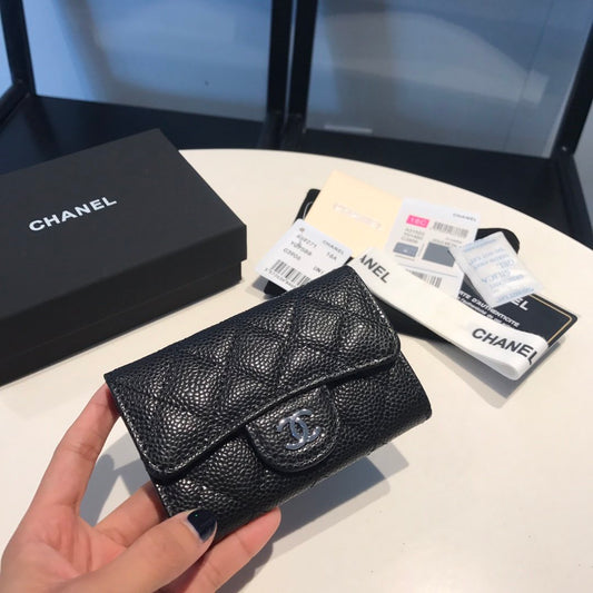 CHL -  Classic Card Holder SilAmelia- Hardware Black For Women Wallet 4.5in/11.5cm