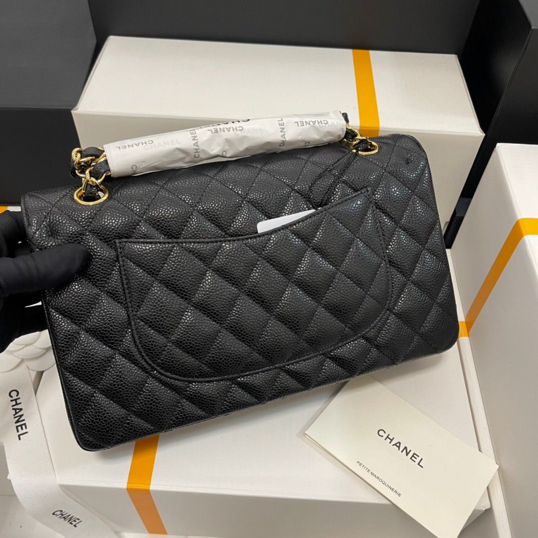 Chanel Bags | Classic Flap Chain Quilted Medium Double Gold Caviar Black