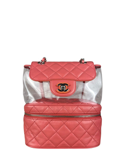 Chanel 2018 Pink Quilted PVC Vanity Zip Backpack