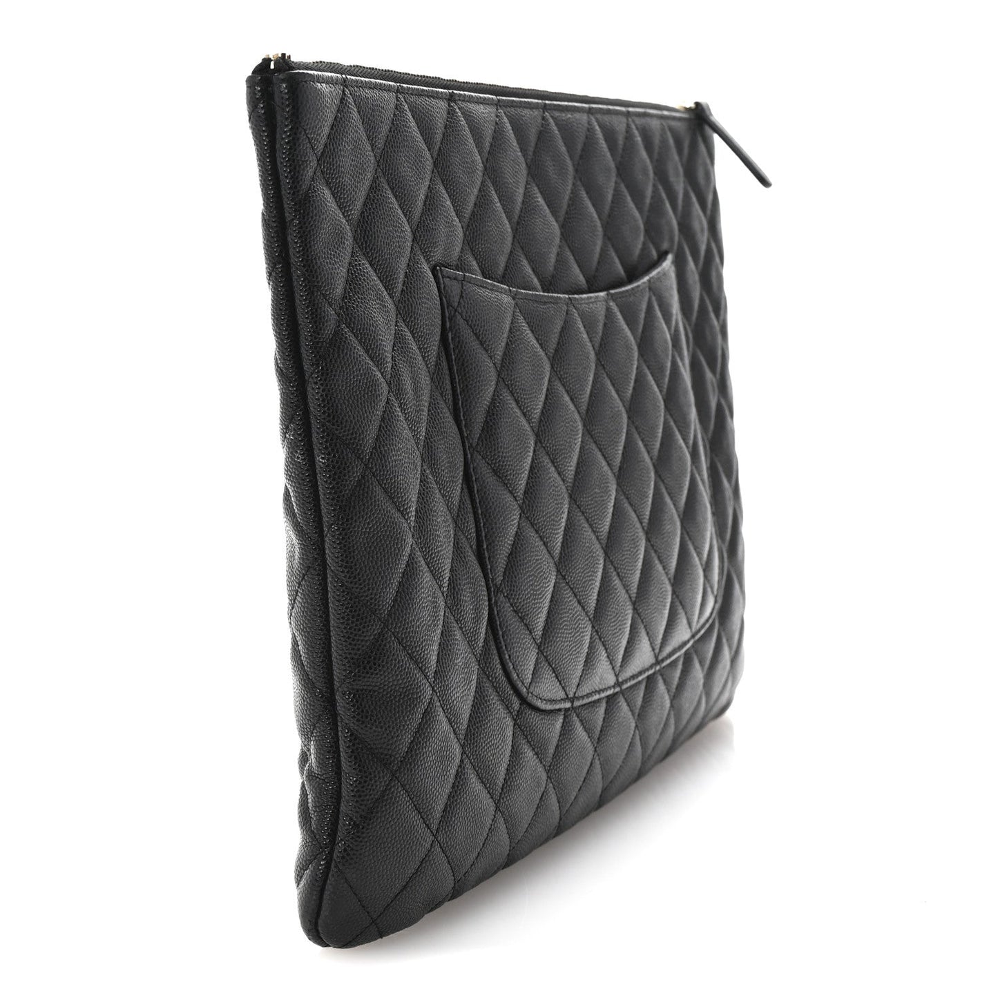 Amelia Caviar Quilted Large Cosmetic Case Black