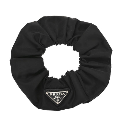 Prada Re-Nylon Metal Logo Scrunchie Black