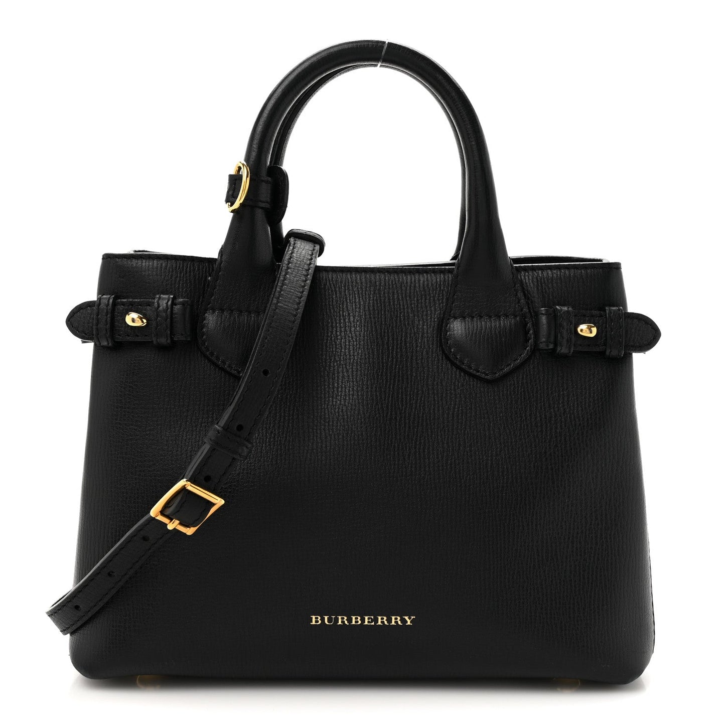 Amelia Derby Calfskin Ho    Check Small Banner Tote Black