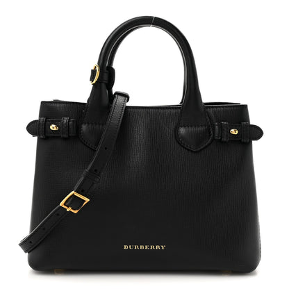 Amelia Derby Calfskin Ho    Check Small Banner Tote Black