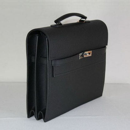 Luxury Hermes Briefcases H269 Briefcase Cow Leather Black Bag