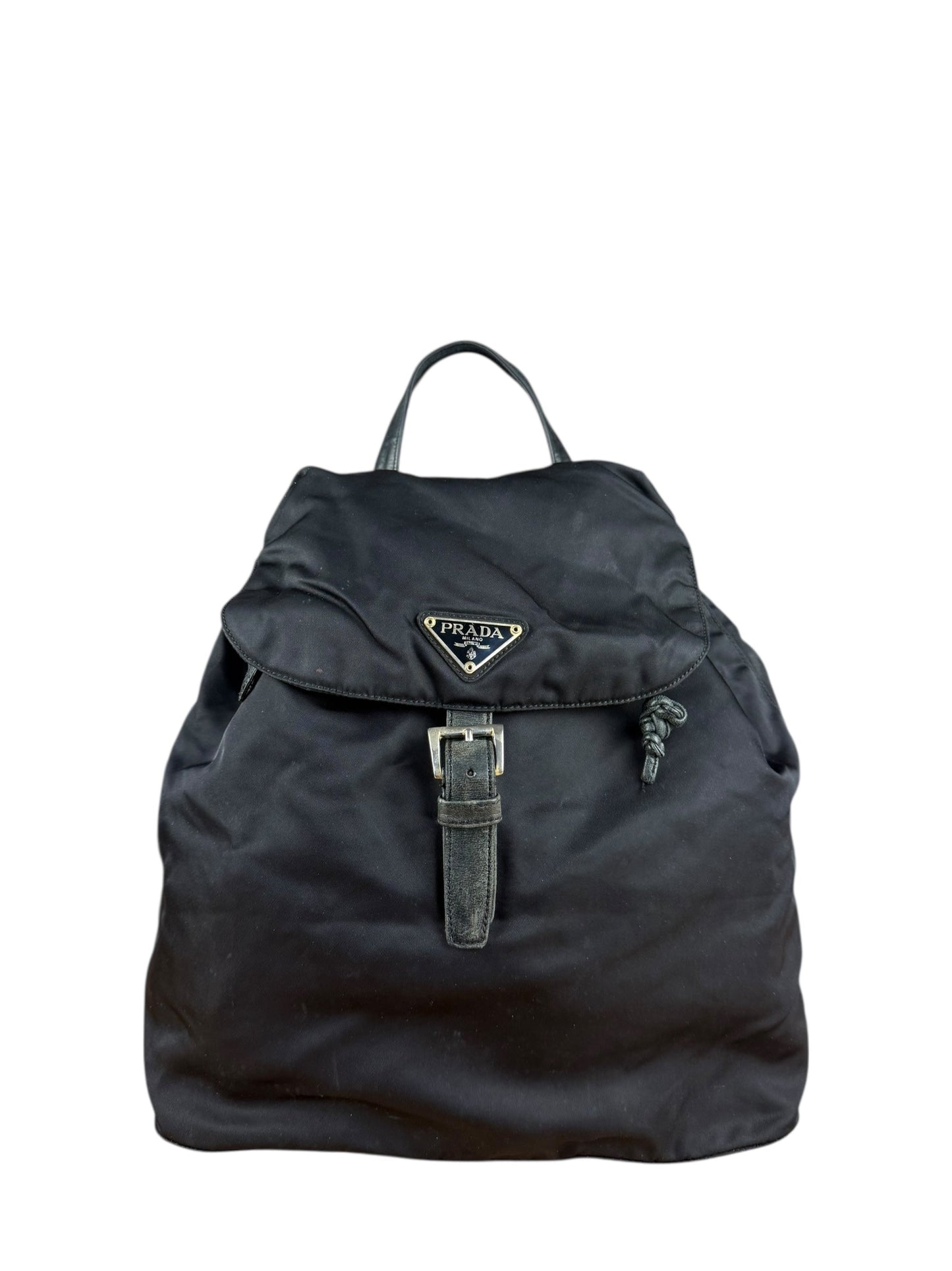 Prada   Black Nylon Drawstring Backpack