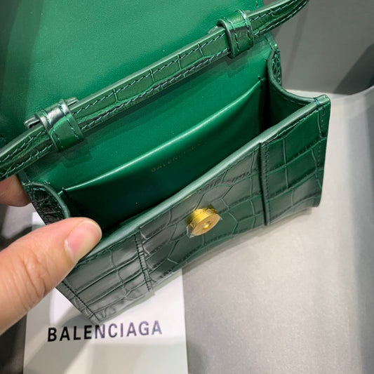 BLN-Ciaga Hourglass Mini Handbag In Green, For Women,  Bags 4.7in/12Amelia