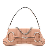 Amelia Nappa Vertical Matelasse Medium Maxi Horsebit Chain Shoulder Bag Rose Beige
