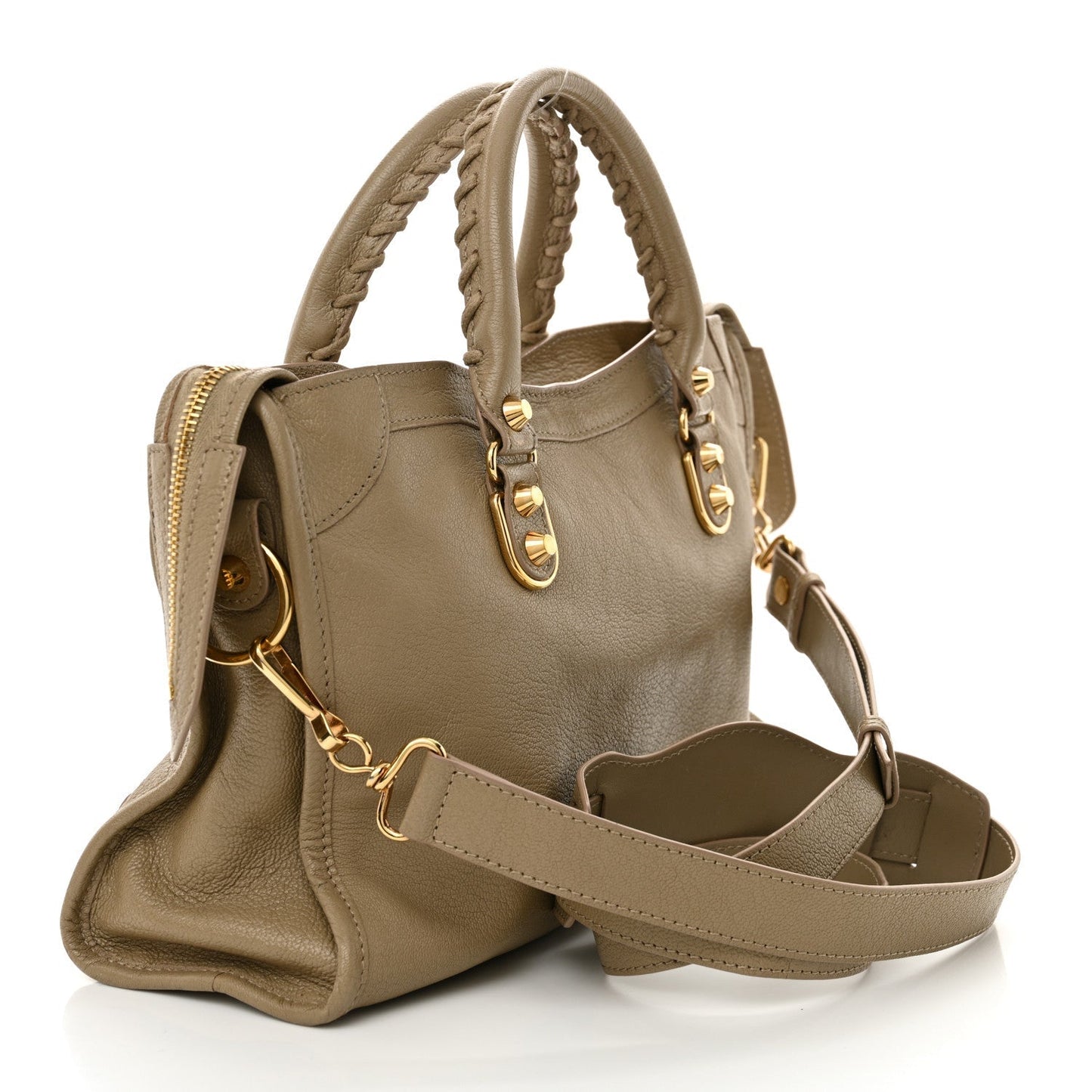 Balenciaga Chevre Gold Metallic Edge Hardware City Beige Latte