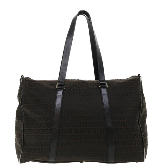 FENDI Zucchino Canvas Boston Bag Black  am3471