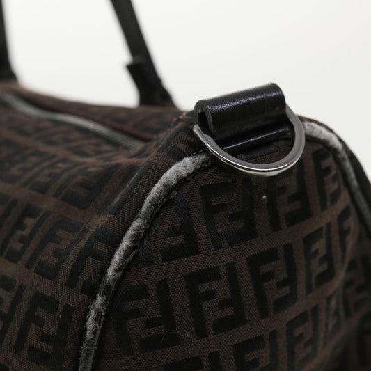 FENDI Zucchino Canvas Boston Bag Black Auth am3471
