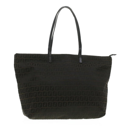 FENDI Zucchino Canvas Tote Bag Dark Brown  am3762