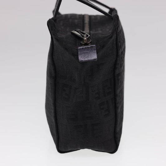 FENDI Zucchino Canvas Hand Bag Black Auth am4149