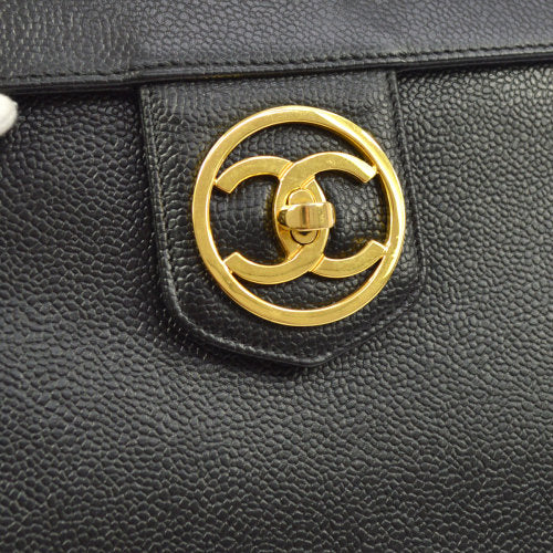CHANEL 1994-1996 Circled CC Vanity Handbag Black Caviar ao08272