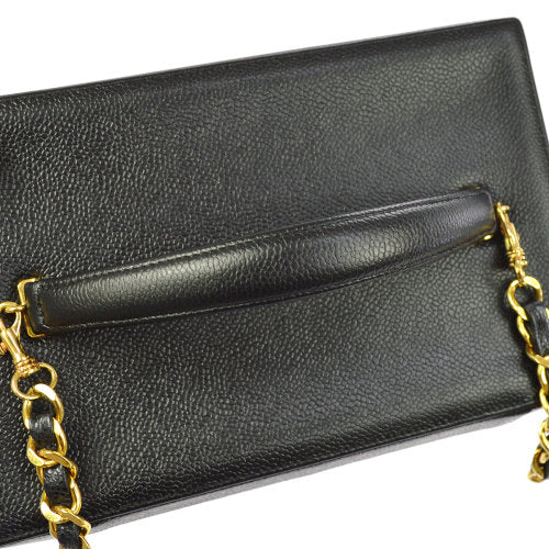 CHANEL 1994-1996 Circled CC Vanity Handbag Black Caviar ao08272