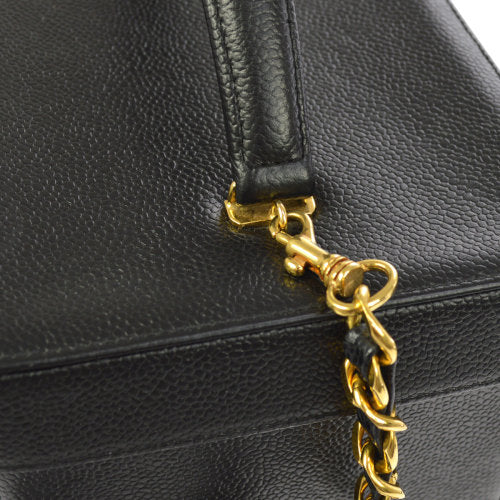 CHANEL 1994-1996 Circled CC Vanity Handbag Black Caviar ao08272