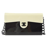 CHANEL 2000-2001 CC Chain Shoulder Bag Ivory Black ao09800