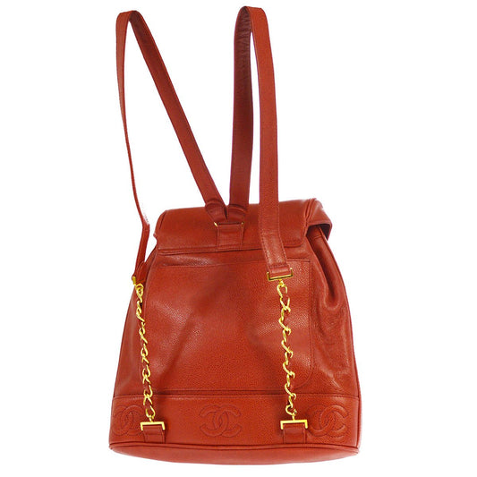 CHANEL 1994-1996 Triple CC Backpack Red Caviar ao24122