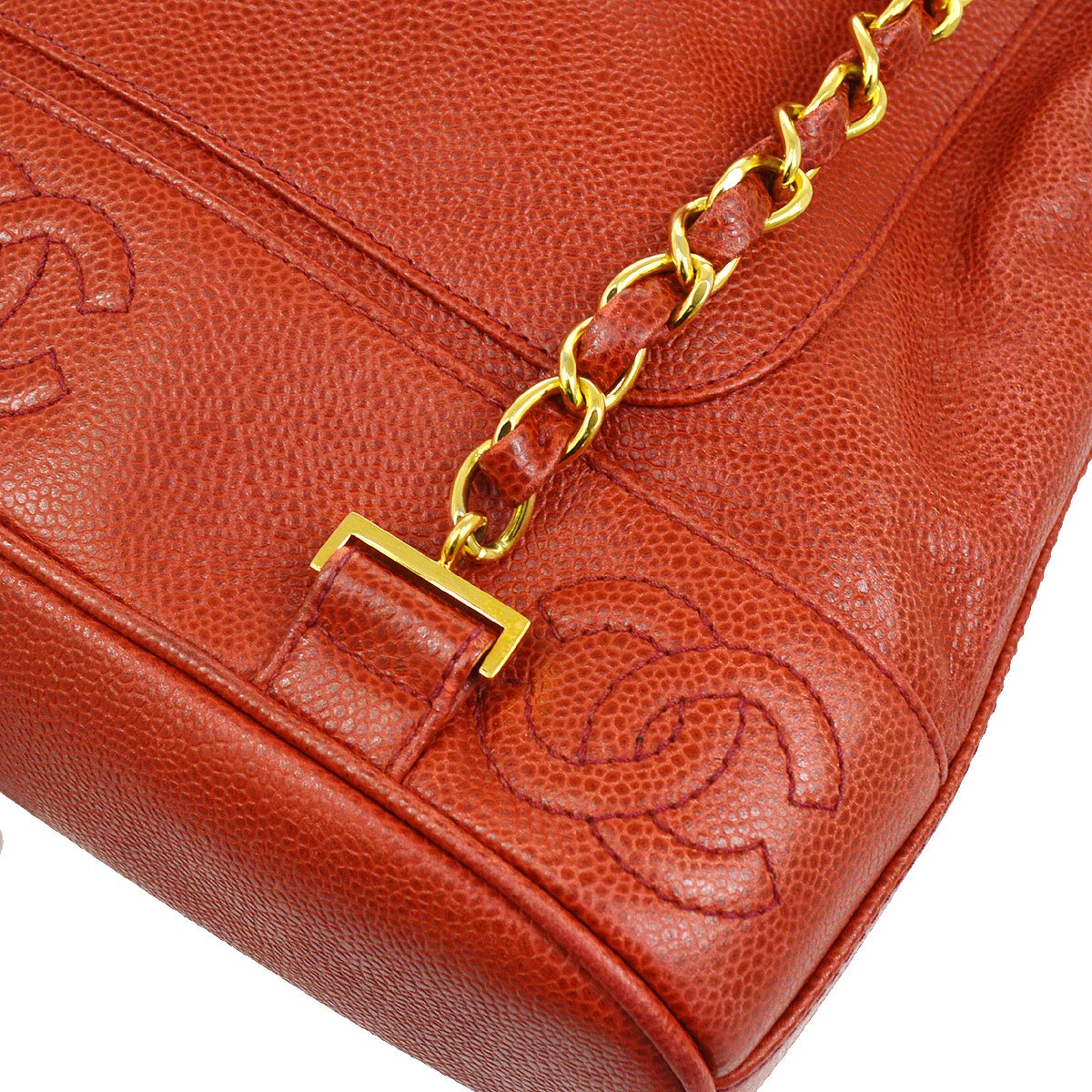 CHANEL 1994-1996 Triple CC Backpack Red Caviar ao24122