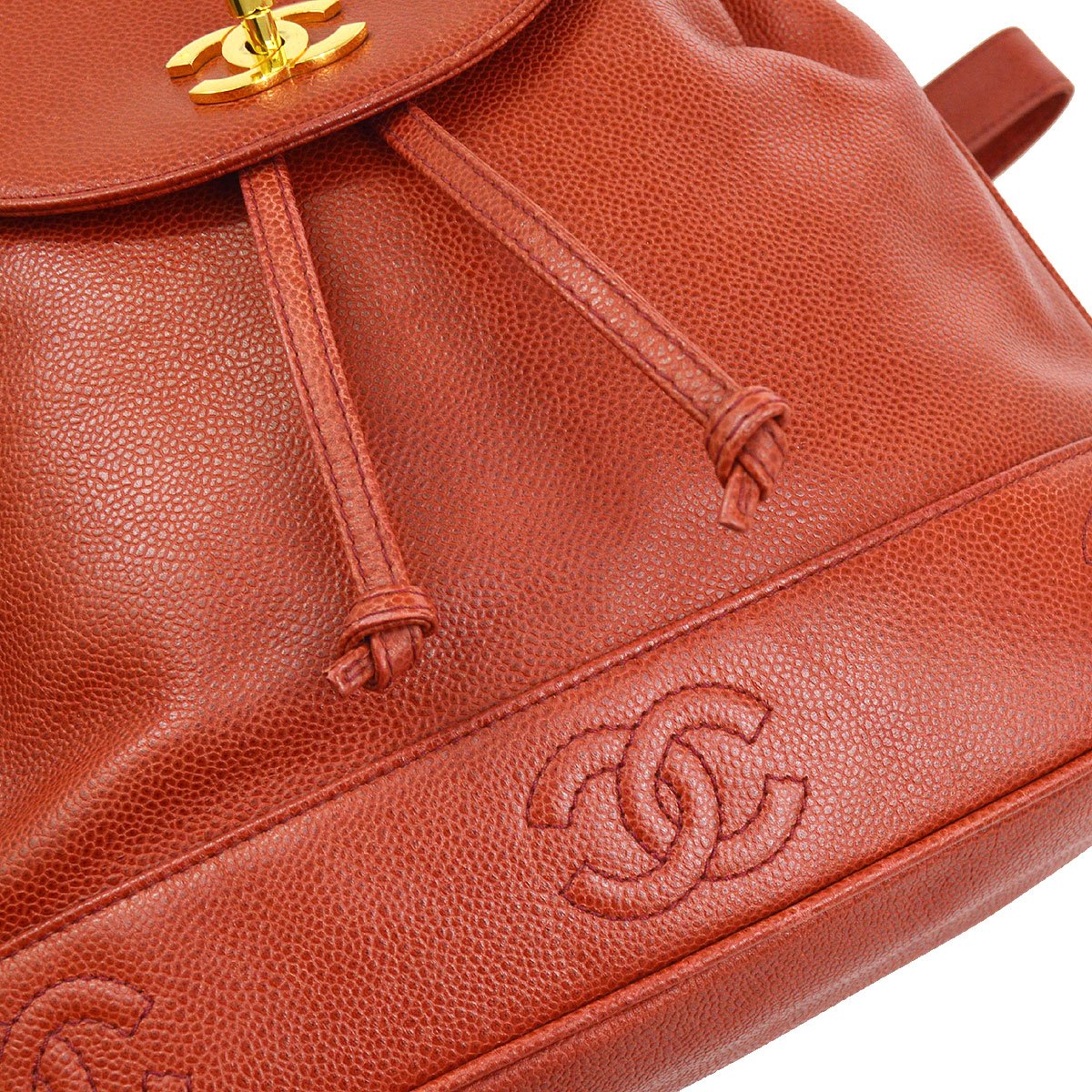 CHANEL 1994-1996 Triple CC Backpack Red Caviar ao24122