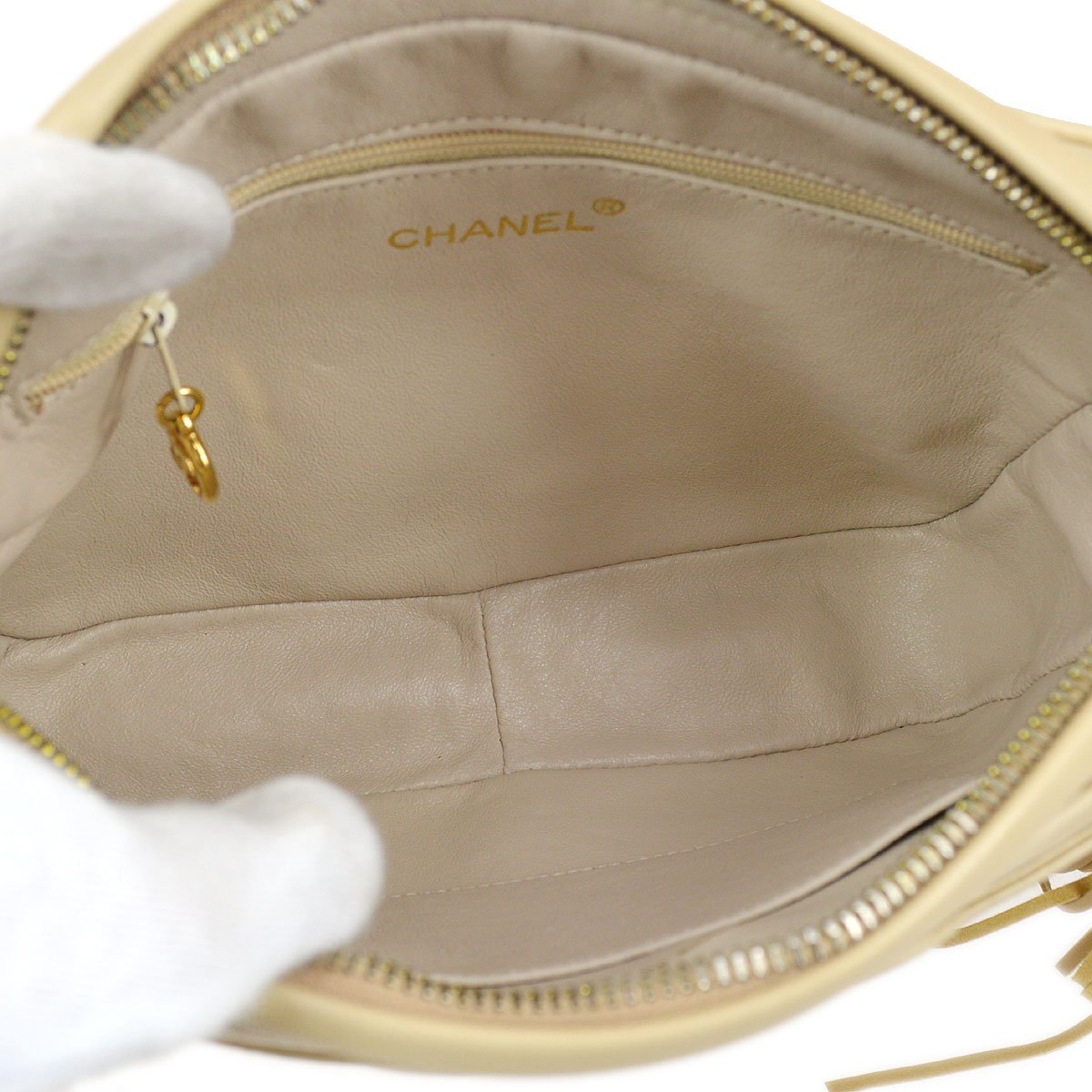 CHANEL 1994-1996 Triple CC Camera Bag Small Beige Lambskin 01999