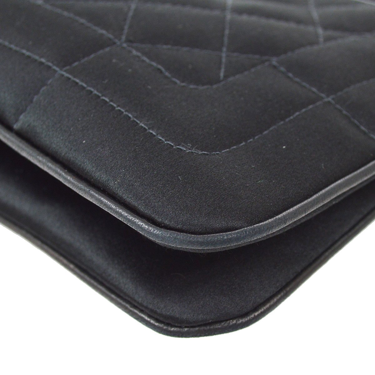 CHANEL 2003-2004 Black Satin Shoulder Bag ao26182