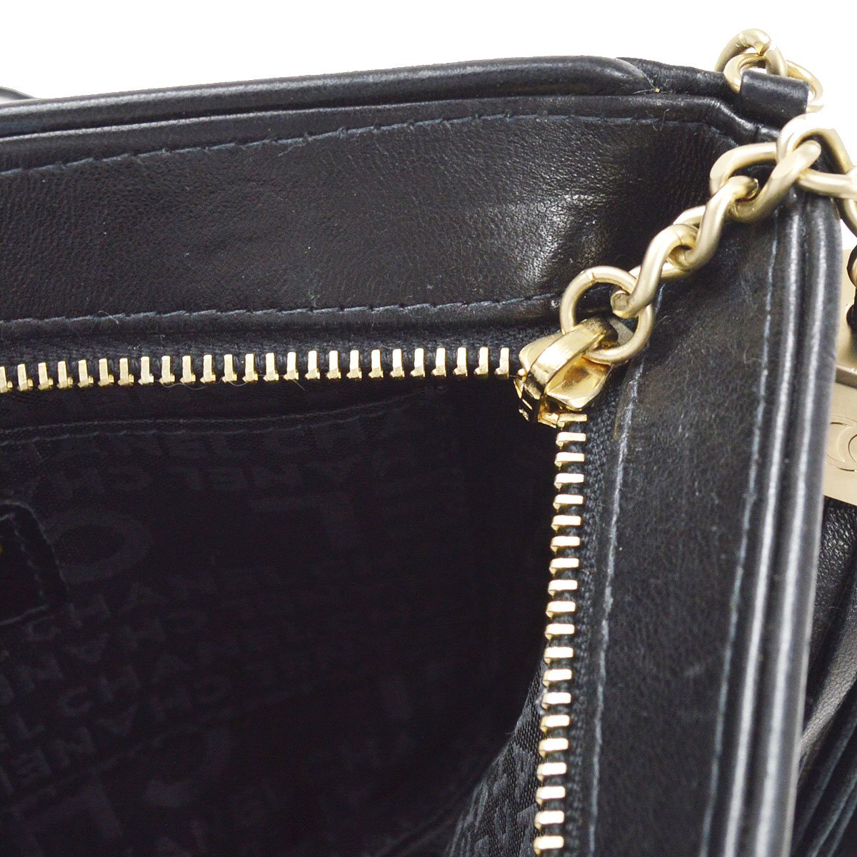 CHANEL 2003-2004 Black Satin Shoulder Bag ao26182