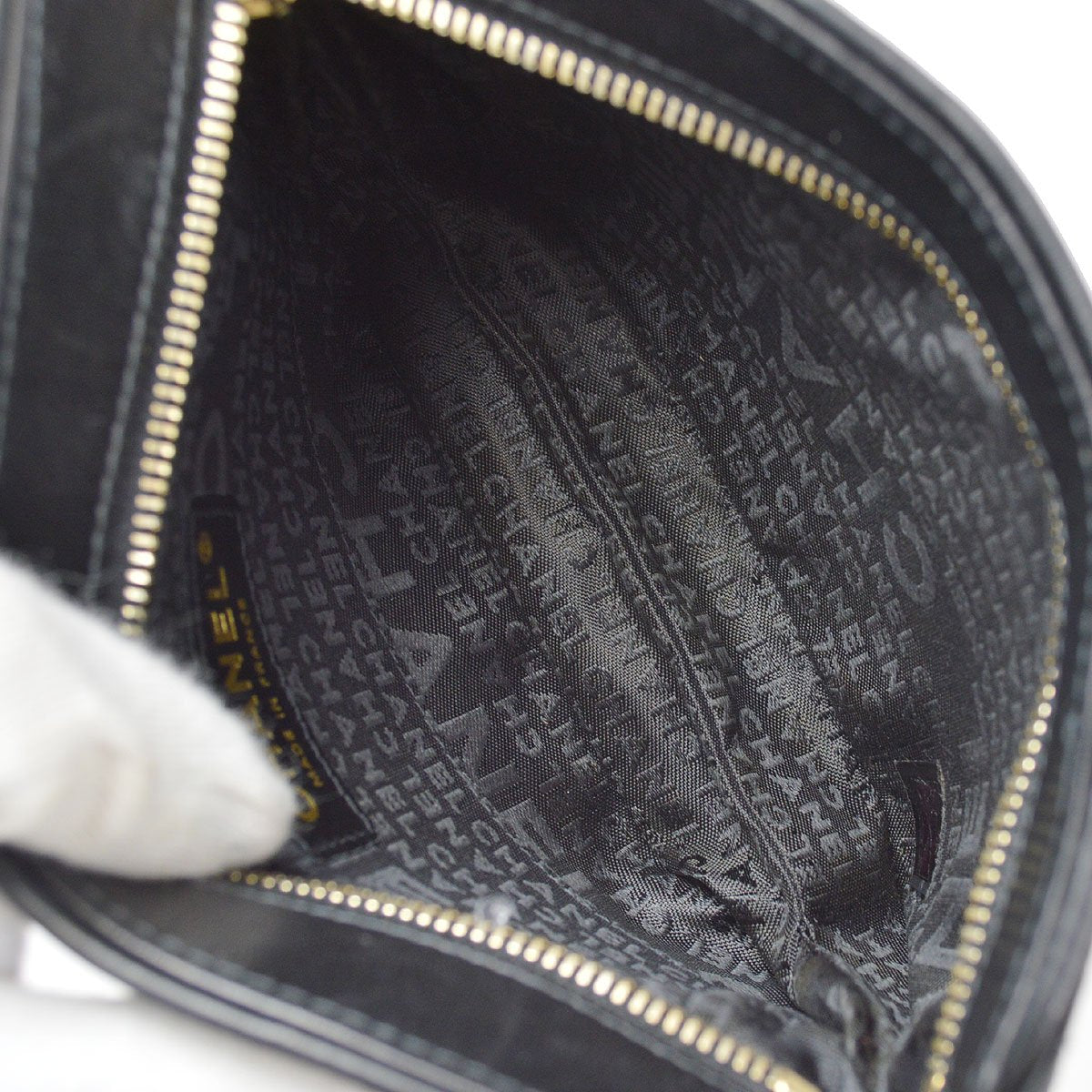 CHANEL 2003-2004 Black Satin Shoulder Bag ao26182