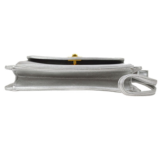 CHANEL 1996-1997 Clutch Hand Bag Silver ao26611