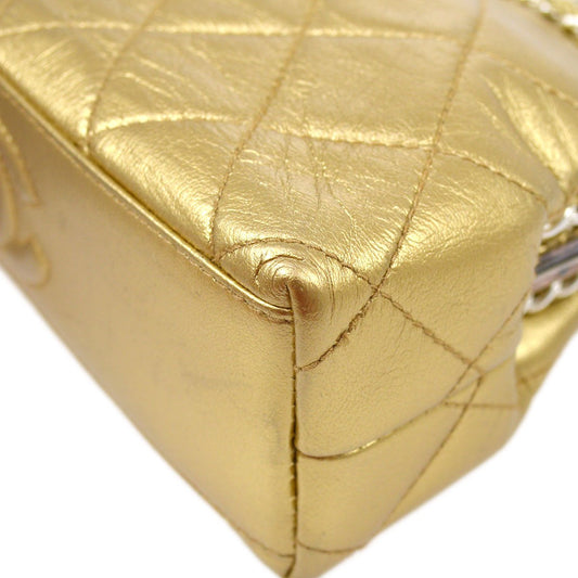 CHANEL 1994-1996 Gold Lambskin SHW Kisslock Shoulder Bag