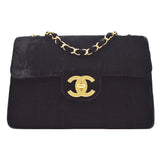 CHANEL? 1994-1996 Black Velvet Vertical Classic Flap Jumbo ao28029