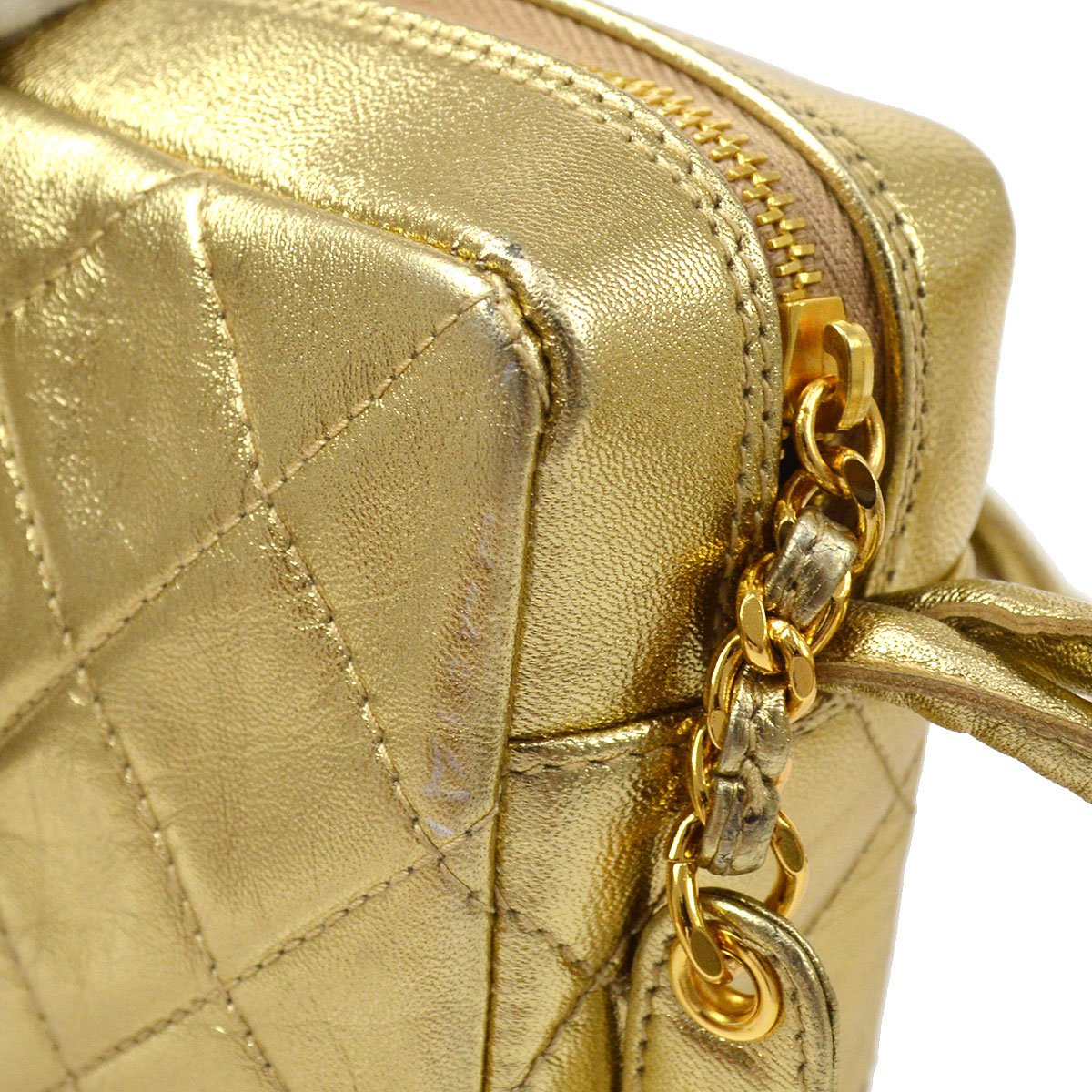 CHANEL 1996-1997 Camera Bag Mini Gold Lambskin ao28947