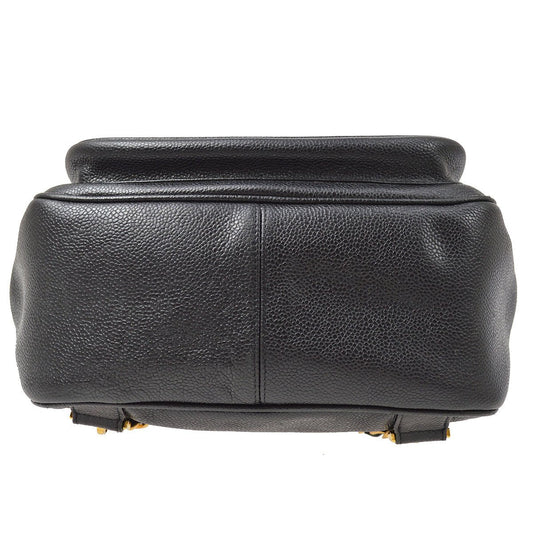 CHANEL 1994-1996 Chain Backpack Bag Black Caviar Skin ao29053