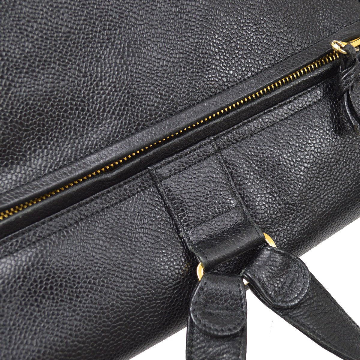 CHANEL 1994-1996 Chain Backpack Bag Black Caviar Skin ao29053